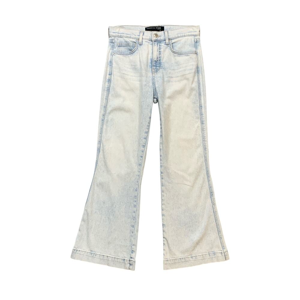 Veronica Beard Jeans Women 27 Light Sky Denim High Waist Flared Wide Leg Stretch